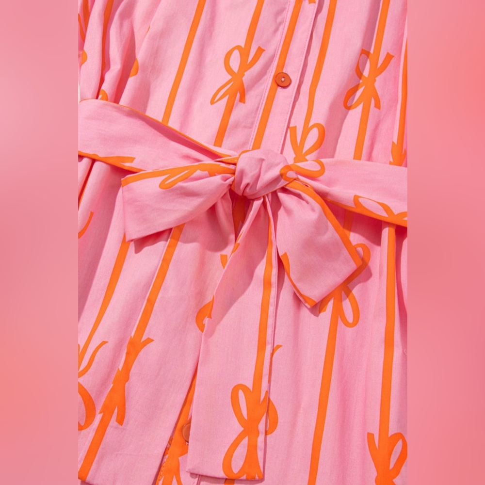 NWT! Adorable Pink and Orange Bow Print Dress! 💕 - Picture 5 of 7
